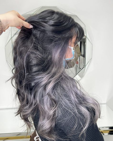 Peekaboo Hair Colorists | Peekaboo Highlights | Blue Peekaboo Highlights Silver Peekaboo Hair, Peekaboo Balayage, Blue Peekaboo Highlights, Peekaboo Hair Color Ideas, Blue Peekaboo, Peekaboo Hair Color, Highlights Blue, Peekaboo Hair Colors, Peekaboo Highlights