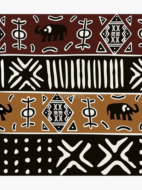 "African mud cloth with elephants" Poster by hellcom | Redbubble Elephant Print Art, African Inspired Decor, African Pattern Design, Elephant Poster, Afrique Art, Elephant Canvas, African Home Decor, Afrocentric Art, African Mud Cloth