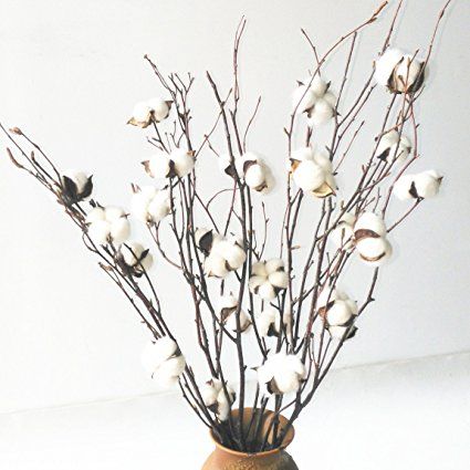 Faux Natural Cotton Branches,23" Birch Stem (5) Cotton Branches, Wedding Home Decoration, Birch Branches, Cotton Boll, Cotton Stems, Flowers Dried, Dry Plants, Farmhouse Decoration, Cotton Balls