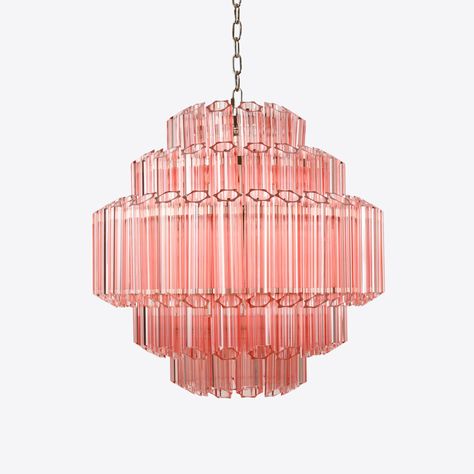 PALERMO - A collection of coloured glass chandeliers and sconces Pink Chandelier, Smoked Mirror, Lighting Chandeliers, Ceiling Rose, Glass Chandelier, Satin Brass, Pink Glass, Pure White, Palermo