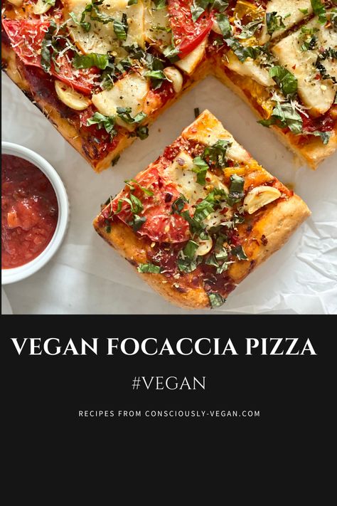 Vegan Focaccia Sandwich, Italian Pizza Toppings, Vegan Pizza Toppings, Vegan Focaccia, Cashew Mozzarella, Healthy Vegan Pasta, Traditional Italian Pizza, Plant Based Pizza, Homemade Focaccia