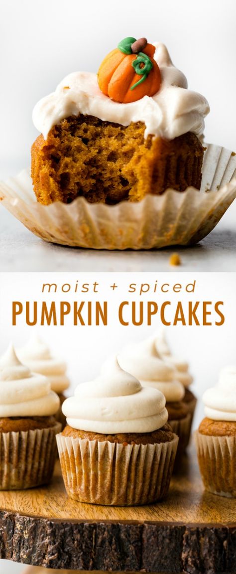 Pumpkin Cupcakes With Cream Cheese, Cupcakes With Cream Cheese Frosting, Delicious Cream, Spice Cupcakes, Pumpkin Cupcakes, Pumpkin Spice Cupcakes, Köstliche Desserts, Pumpkin Dessert, Fall Baking