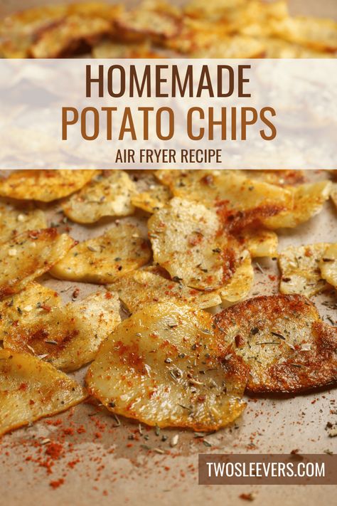 Air Fryer Potato Chips | Easy Homemade Potato Chip Recipe Air Fry Potato Chips, Homemade Potato Chips Recipe, Air Fryer Potato Chips, Air Fryer Potato, Fried Potato Chips, Chip Recipe, Potato Chip Recipes, Keto Fried Chicken, Chicken And Chips