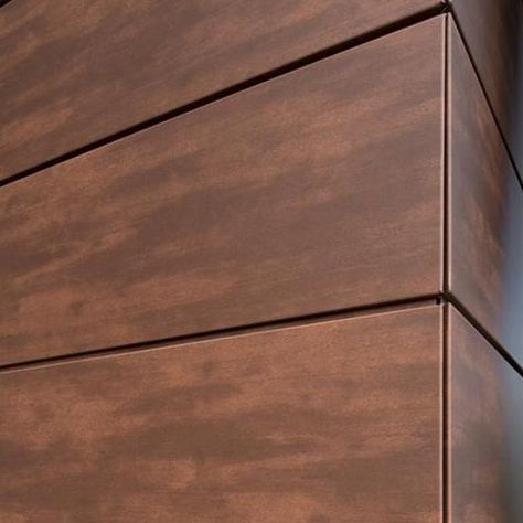 Inspire by Dri-design offers a select number of Dri-Design finishes for metal cladding panels with the opportunity to create a finish that is completely unique. Wooden Wall Cladding, Wood Cladding Exterior, External Wall Cladding, Zinc Cladding, Exterior Wall Panels, Exterior House Siding, Exterior Wall Cladding, Metal Wall Panel, Cladding Design