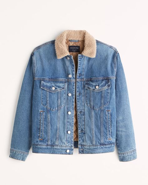 Men's Sherpa Denim Trucker Jacket | Men's Coats & Jackets | Abercrombie.com Trucker Jacket Men, Mens Sherpa, Denim Trucker Jacket, American Clothing, Men's Coats & Jackets, Style Change, Trucker Jacket, American Apparel, Abercrombie Fitch