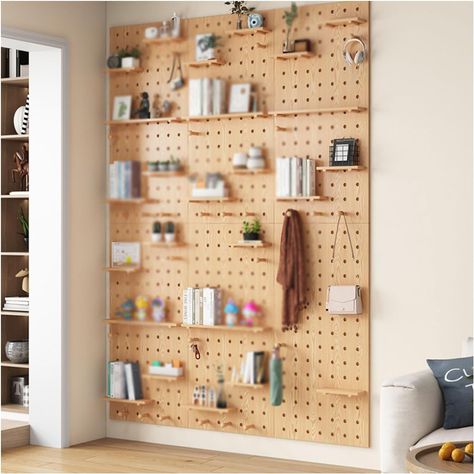 ALIGMA Wooden Pegboard Wall Mounted Display Storage Pegboard Panel Kit Wall Organizer For Home Office Garage (Color : Style 1, Size : 60x120cm/23.6x47.2in) Office Display Wall, Storage Pegboard, Wooden Pegboard, Pegboard Wall, Home Office Garage, Garage Office, Office Gym, Boys Rooms, Office Garage