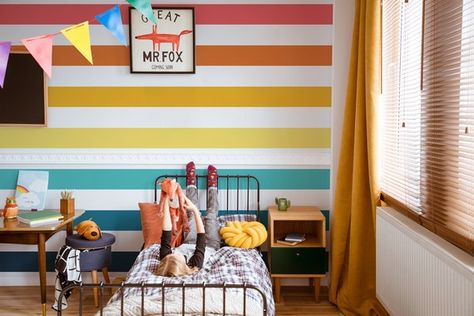 Nursery Striped Wall, Rainbow Stripe Wall, Rainbow Wall Mural, Boys Decal, Rainbow Bedroom, Stripe Wall, Rainbow Wall Decal, Striped Decor, Kid Bedroom