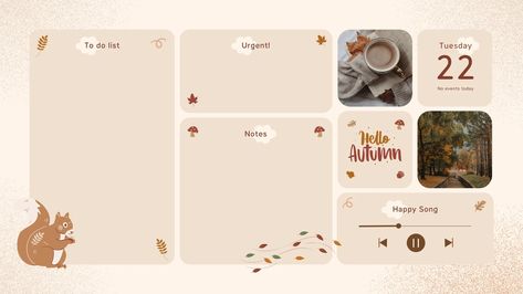 Beige and Brown Illustrated Cute Autumn Organizer Desktop Wallpaper 🤍Autumn, season, hello autumn, organizer, desktop, wallpaper, beige, desktop wallpaper, hand drawn, leaf🤍#canva #canvatemplate #freetemplate #canvafree Autumn Aesthetic Desktop Wallpaper, Beige Desktop Wallpaper, Desktop Wallpaper Template, Tab Wallpaper, Fall Organization, Desktop Ideas, Desktop Wallpaper Fall, Wallpaper Template, October Wallpaper