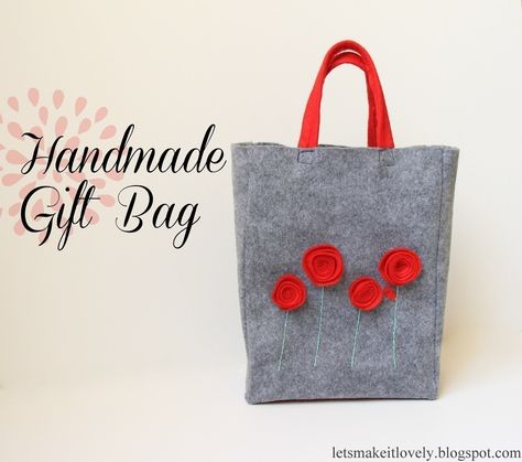 Felt Gift Bag  •  Free tutorial with pictures on how to make a bag in under 60 minutes Felt Gift Bags, Felt Tote Bag, Handmade Gifts For Boyfriend, Felted Bags, Felt Case, Wool Weaving, Felt Tote, Felted Handbags, Felt Bags