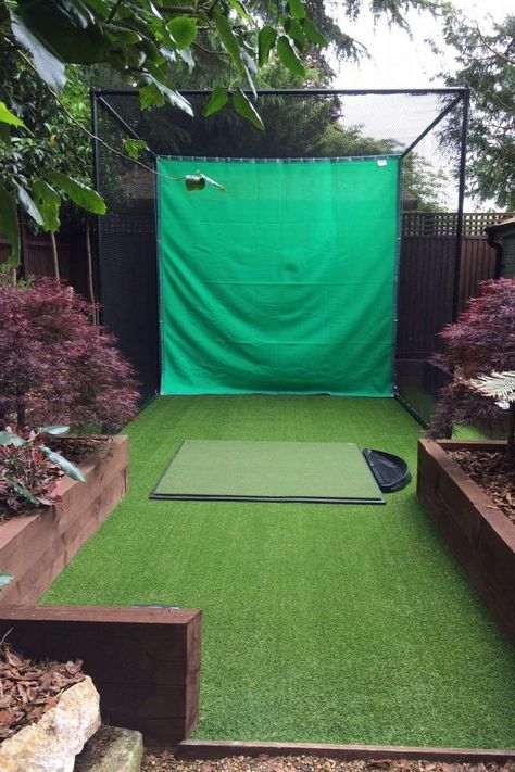 Diy Golf Net, Backyard Golf, Golf Hitting Net, Home Golf Simulator, Diy Golf, Golf Practice Net, Pvc Conduit, Golf Room, Green Backyard