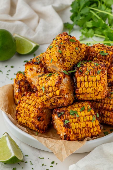 Wingstop corn recipe Roasted Corn Recipes Dinners, Corn On The Cob Bites, Corn On The Cobb Ideas, Corn On The Cob Appetizers, Sides For Garlic Chicken, Wingstop Corn On The Cob, Wingstop Corn Recipe Air Fryer, Wing Stop Corn Recipe Air Fryer, Wing Dinner Sides