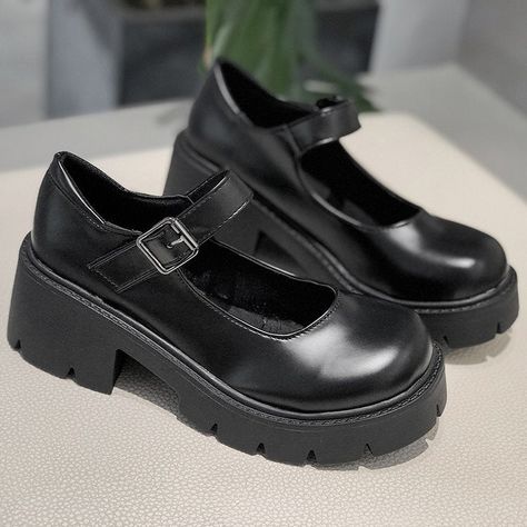 European Sizes Available: 34-42 Material: PU Faux Leather and Rubber Sole Harajuku Shoes, Zapatos Mary Jane, Girls High Heels, Punk Boots, Black Punks, Women Platform Shoes, Costume Shoes, Platform Mary Janes, Mary Jane Shoes Womens