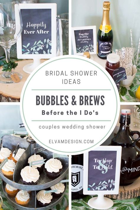 Pop some champagne and pour the brews. Join us for this Bubbles and Brews Before the I Dos couples wedding shower. Ideas and inspiration at elvamdesign.com #couplesweddingshower #bridalshower Brews Before The I Dos, Couples Wedding Shower Themes, Wedding Shower Desserts, Couples Shower Themes, Bubbles And Brews, Wedding Shower Ideas, Wedding Shower Food, Wedding Shower Brunch, Wedding Shower Cakes