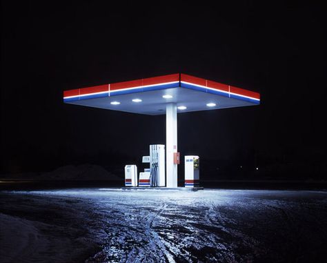 Matt Barnes’s Cold Stations Gas Station At Night, Sleepy Mood, Matt Barnes, Night Architecture, Station Service, Old Gas Stations, Petrol Station, Night Photos, Foto Art