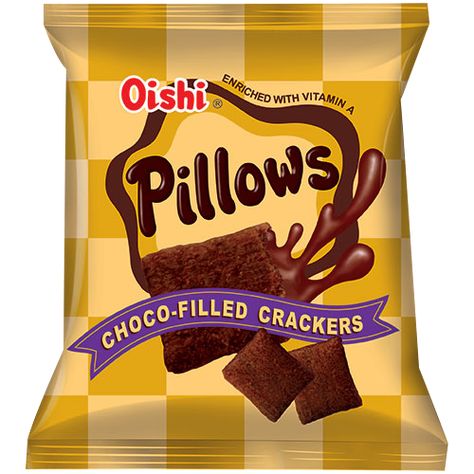 Pillows - Oishi Instant Porridge, Filipino Snacks, Packaging Snack, Desain Quilling, Grocery Foods, Chocolate Filling, School Food, Snack Chips, So Yummy