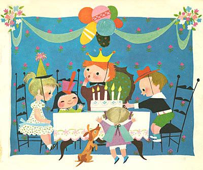 Mary Blair Mary Blair Illustration, Age Illustration, Blair Art, Mary Blair Art, Party Illustration, Mary Blair, Birthday Illustration, Disney Artists, Mid Century Illustration