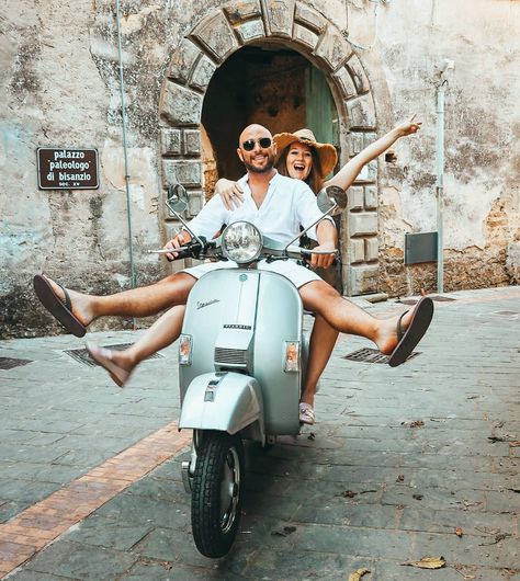 TRAVEL COUPLE | ITALY VESPA ROADTRIP |  @funkyterrone Travel Life | Italy’s most underrated villages Vespa Photoshoot, Italy Vespa, Couples Adventure, Positano Wedding, Travel Couples, Vespa Girl, Motorcycle Aesthetic, Italian Lifestyle, Vespa Lambretta