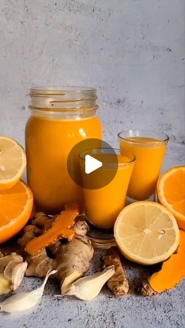 Eva Molenda Health Coach | Coaching 1:1 | Recipe Creator on Instagram: "Wellness Ginger Shots⬇️ That Help Boost The Immune System. By @spalshofgoodness tag a friend who needs to try this.

I'm a big fan of wellness shots, and lately, I've been gravitating toward juices with high vitamin C content. I'm also always looking for ways to get more turmeric, ginger, honey, garlic, orange, and lemon into my system. 

GInger & turmeric are natural anti-inflammatory and antioxidants that are known to aid digestion, breathing problems, joint pain, and fatigue.  

Honey improves both cough frequency and severity. Garlic, on the other hand, can protect against cough and fever, both natural antibiotics. Lemon and orange juice are high in vitamin C, which boosts immunity. 

So, if you're looking for ways Turmeric Ginger Honey, Nama Juicer, Ginger Shot Recipe, Ginger Shots, Turmeric And Ginger, Ginger Honey, Ginger Shot, Wellness Shots, Cold Press Juicer