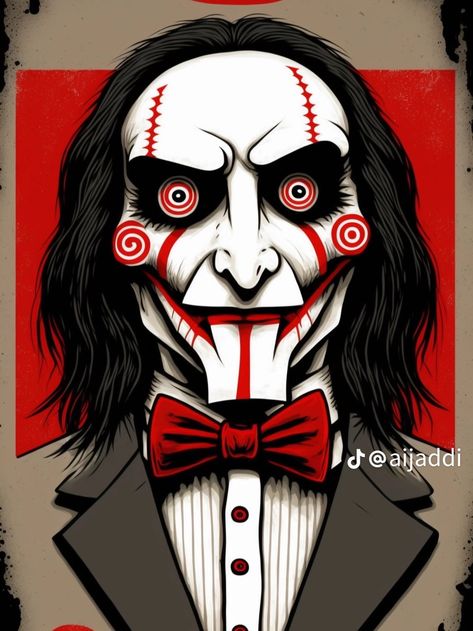 Billy The Puppet Tattoo, Character Art Inspiration, Jigsaw Puppet, Jigsaw Doll, Billy The Puppet, Character Nails, Doll Puppet, Japan Tattoo Design, The Puppet