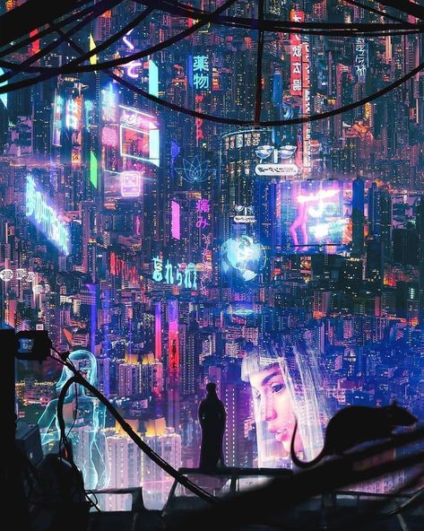 Kota Masa Depan, Neon Cyberpunk, The Legend Of Sleepy Hollow, Sci Fi City, Futuristic Aesthetic, Blade Runner 2049, Cyberpunk Aesthetic, Cyberpunk City, Arte Cyberpunk