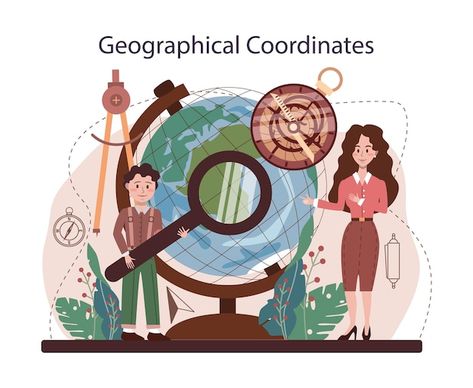 Geography Illustration, Energy Artwork, Picture Illustration, Student Learning, Vector Photo, Style Outfits, Geology, Geography, Premium Vector