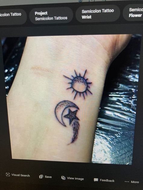 Moon And Stars Semicolon Tattoo, Semi Colon, Semicolon Tattoo, Sun Moon Stars, Star Tattoos, Moon And Stars, Moon Star, Sun And Moon, Sun Moon