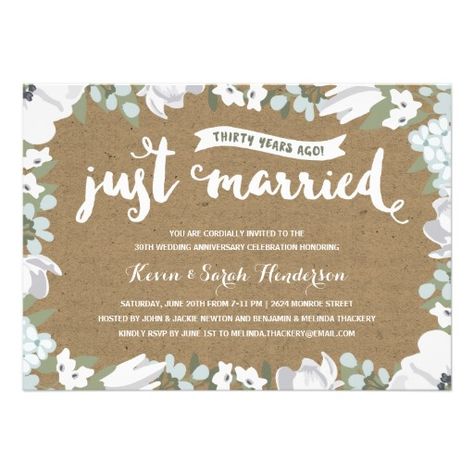 Rustic Floral | 30th Wedding Anniversary Flowers Typography, Calligraphy Beautiful, 25th Wedding Anniversary Invitations, Wedding Anniversary Party Invitations, 65th Wedding Anniversary, 25th Wedding Anniversary Party, 70th Wedding Anniversary, 25th Anniversary Party, 35th Wedding Anniversary