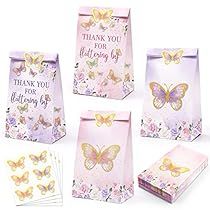 Butterfly Candy Bags, Party Decorations Butterfly, Butterfly Birthday Decorations, Butterflies Party, Candy Gift Bags, Butterfly Party Favors, Butterfly Favors, Thank You Happy Birthday, Rainbow Party Decorations