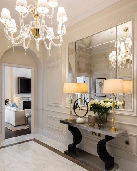 Classic Interior Design Luxury, Taylor Howes, Monochromatic Interior Design, Entrance Hall Decor, Mirror Decor Living Room, Georgian Interiors, Guest Bathroom Decor, Hall Interior Design, Luxury Bedroom Design