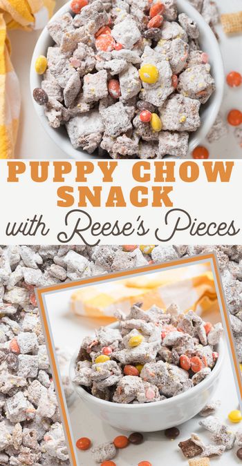 sweet chex mix dessert recipe - You're going to love the flavor of this Reese's Pieces Puppy Chow Recipe! It's a simple and easy peanut butter Chex snack mix to make. #puppychow #muddybuddies #easydessert #3boysandadog Chex Mix Dessert, Thanksgiving Chex Mix Recipes, Original Puppy Chow Recipe, Peanut Butter Chex, Homemade Puppy Chow, Easy Puppy Chow Recipe, Easy Puppy Chow, Puppy Chow Snack, Chex Mix Recipes Sweet