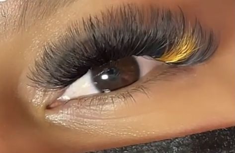 Yellow Lash Extensions, Color Lashes Extensions, Color Eyelash Extensions, Color Eyelashes, Eyelash Tech, Extension Inspiration, Color Lashes, Lash Tips, Eyelashes Extensions