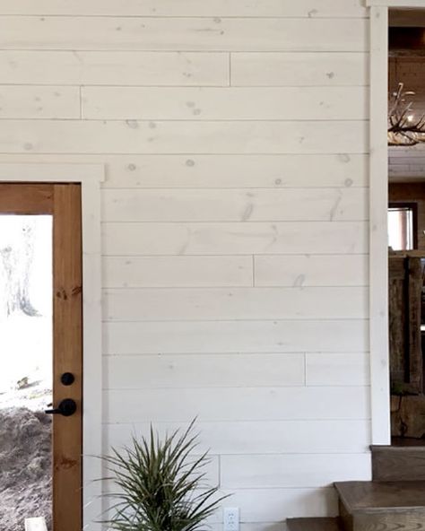 Johnson Pine by Johnson Lumber – Prefinished Tongue & Groove Pine White Wash Knotty Pine Walls, White Plank Walls, Shop With Living Quarters, Tounge And Groove, Knotty Pine Walls, White Washed Pine, White Wash Walls, Tongue And Groove Walls, Shiplap Wood