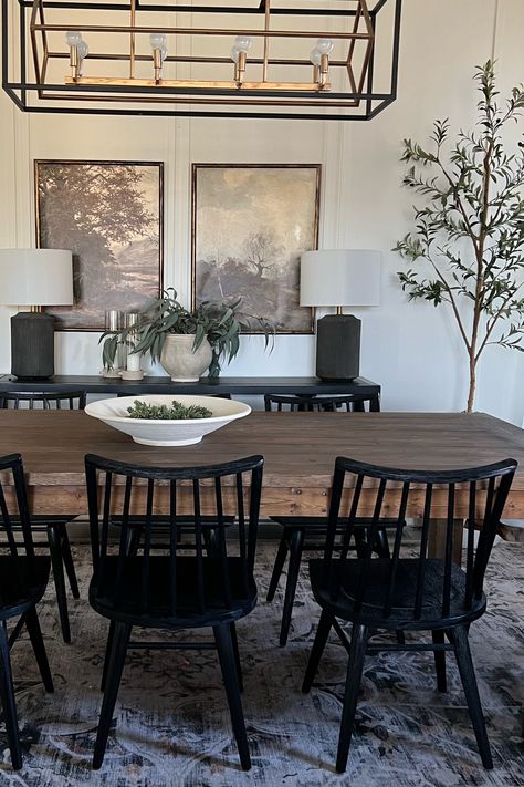 Moody Rustic Landscape Country … curated on LTK Black Rustic Dining Room, Moody Farmhouse Dining Room, Black Dining Table And Chairs, Organic Modern Farmhouse, Rustic Modern Dining Room, Modern Rustic Dining Room, Brisbane House, Modern Organic Dining Room, Informal Dining Room