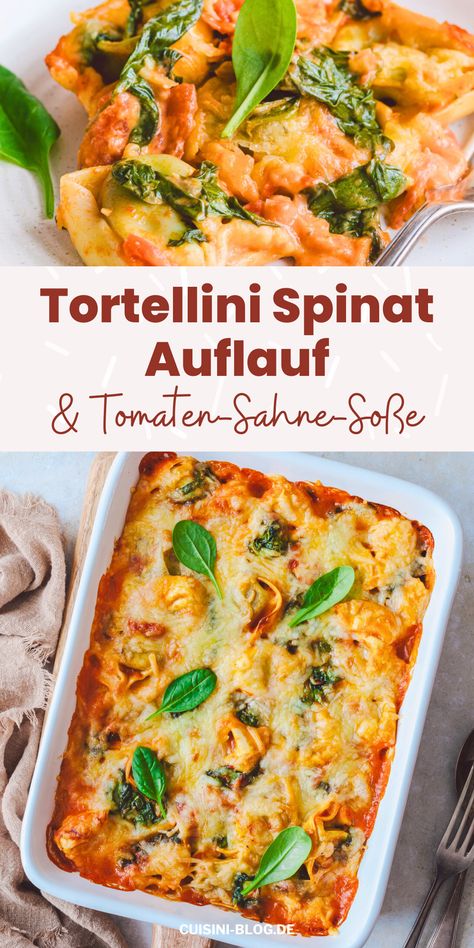 Dieser Tortellini-Spinat-Auflauf ist das perfekte Rezept für den Feierabend: Mit wenigen Zutaten und in nur 15 Minuten vorbereitet für den Ofen. High Protein Tortellini, Food Receipt, One Pot Pasta, Tortellini, Everyday Food, Ravioli, High Protein, Pasta, Quick Saves