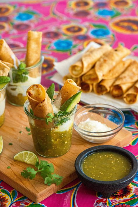 Potato Taquitos, Mexican Tapas, Mexican Catering, Mexican Brunch, Mexican Treats, Taco Restaurant, Mexican Menu, Food Truck Catering, Mexican Crema