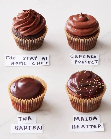 I Tried Four Popular Chocolate Cupcake Recipes and Found the Best One | Kitchn Basic Cupcake Flavors, Chocolate Velvet Cupcakes, Best Chocolate Cupcake Recipe, Basic Cupcakes, Mini Cupcake Recipes, Chocolate Ganache Cupcakes, The Stay At Home Chef, Chocolate Cupcake Recipe, Cupcake Project