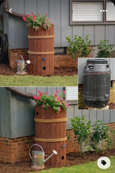 Decorative Rain Barrels, Barrels Diy, Have Inspiration, Rain Barrel, Hall Decor, Garden Yard Ideas, Eco Friendly House, Diy Outdoor Furniture, Backyard Landscaping Designs