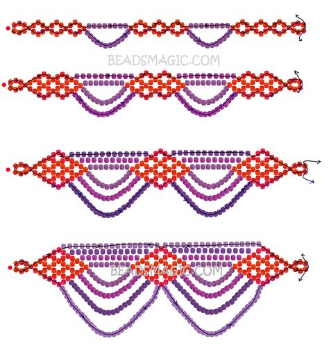 free-beading-tutorial-necklace-2 Beads Magic, Cream Caramel, Beadwork Tutorial, Beaded Necklace Patterns, Beading Netting, Bead Embroidery Tutorial, Beading Jewelery, Bead Weaving Patterns, Beaded Jewelry Tutorials