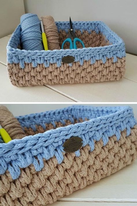 Free Basket Patterns To Crochet, Crochet Owl Basket Free Pattern, Easy Crochet Baskets For Beginners Free, Crochet Square Baskets, Small Crochet Baskets Free Patterns, Crocheted Baskets Free Patterns Easy, Rectangle Crochet Basket Pattern Free, Crochet Basket Pattern Free Rectangle, Crochet Box Pattern Free