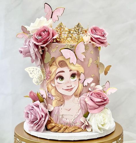 📚 🕯 🕰 🥀 Theme: Beauty and the Beast Baker: @tattooedbakers From: 🇬🇧 #disneycake #beautyandthebeastcake #disneyparty… | Instagram Rapunzel Cake Ideas Sweet 16, Rapunzel Cake Design, Belle Birthday Cake, Rapunzel Birthday Cake, Cinderella Birthday Cake, Bolo Hot Wheels, Flower Cake Design, Rapunzel Cake, 14th Birthday Cakes