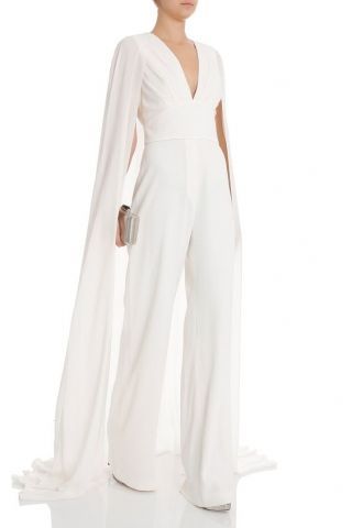 ac796a52db3f16bbdb6557d3d89d1c5adesc46559043ri Wedding Pantsuit With Cape, White Jumpsuit With Cape, Cape Pantsuit, Pantsuit With Cape, Wedding Jumpsuit With Cape, Bridal Jumpsuit With Cape, Bridal Pantsuit Brides, Bridal Jumpsuit With Train, Elie Saab Jumpsuit