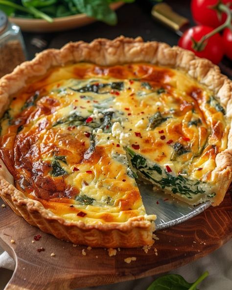 Elegant Ricotta And Spinach Quiche, Ricotta Spinach Quiche, Tucci Recipes, Spinach Quiche Recipes, Martha Stewart Recipes, Stanley Tucci, Quiche Dish, Spinach Quiche, Spinach Ricotta