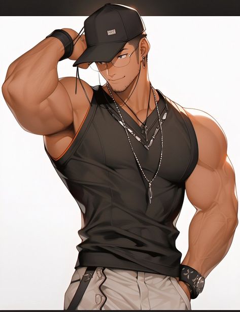 Character Design Male Muscular, Anime Muscular Guy, Buff Anime Men, Muscular Anime Guy, Buff Anime Guy, Male Art Reference, Buff Guys, Male Pose Reference, Animated Man