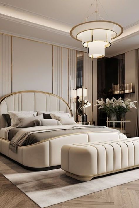 High End Bedroom Design Luxury Interior, Light Colour Bedroom Ideas, Bedroom Backdrop Ideas, Bedroom Luxury Elegant Modern, Elegant Master Bedrooms Decor Modern, Elegant Bedroom Ideas Luxury, Luxury Bedroom Design Master Suite, Bedroom Accents, Opulent Bedroom