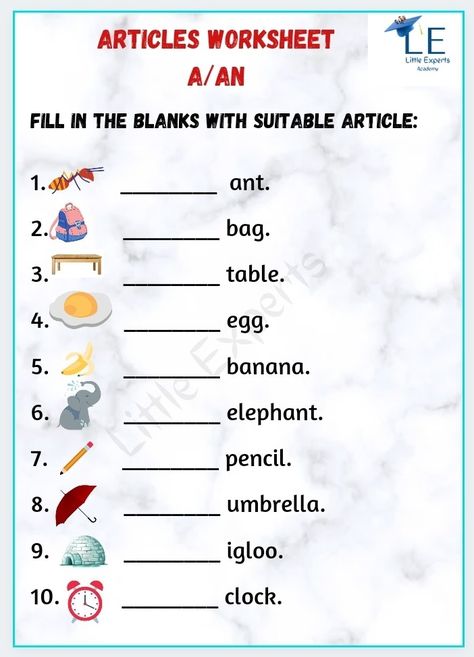 English Worksheet For Class 1 Vowels, Class 1st English Worksheet, Sr Kg English Worksheet, A And An Worksheets Kids, Sr Kg Worksheets English, A Or An Worksheet, Worksheets For Class 1, Teach English To Kids, Kids Worksheet