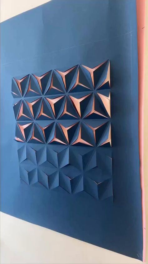 Geometry, paper fold and changing patterns - this mesmerizing paper craft is giving us joy! Designer: @paper.work #product #productdesign #industrialdesign #innovation #moderndesign #designinspiration #designspiration #designporn #designideas #geometry #paperwork #papercrafts #triangles #papercraft #paperart Origami Wall Art Diy, Folding Paper Art, Paper Mechanics Design, Geometric Paper Art, Paper Folding Designs, Paper Folding Techniques, Paper Mechanics, Origami Wall Art, Paper Folding Art