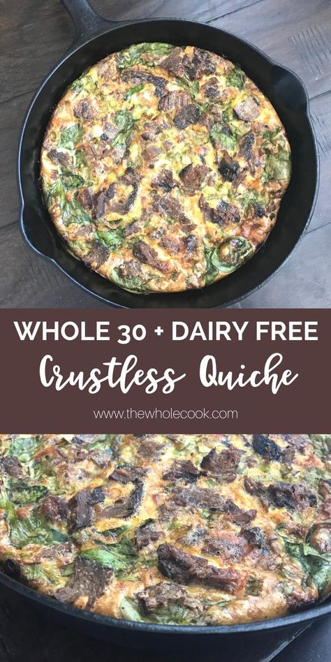 Dairy Free Quiche, Dairy Free Quiche Recipes, Brisket Leftovers, Quiche Recipes Healthy, Keto Quiche, Whole 30 Breakfast, Dairy Free Breakfasts, Breakfast Quiche, Crustless Quiche