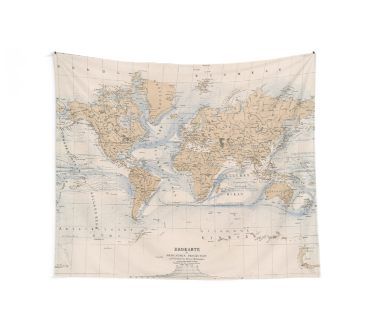 Vintage Map of The World (1884) Wall Tapestry Vintage Map Of The World, Tapestry Vintage, Map Pattern, Map Vintage, Tapestry Bedroom, Map Of The World, Vintage Bedroom, Bedroom Vintage, Wall Hanging Tapestry