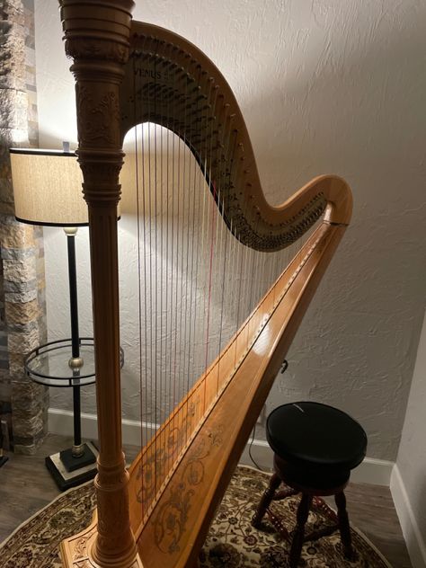 Harpist Aesthetic, Musical Instrument Aesthetic, Music Aesthetic Instruments, Base Instrument Aesthetic, Harp Aesthetic, Lyre Aesthetic, Harp Room, Harp Instrument, Harp Instrument Aesthetic