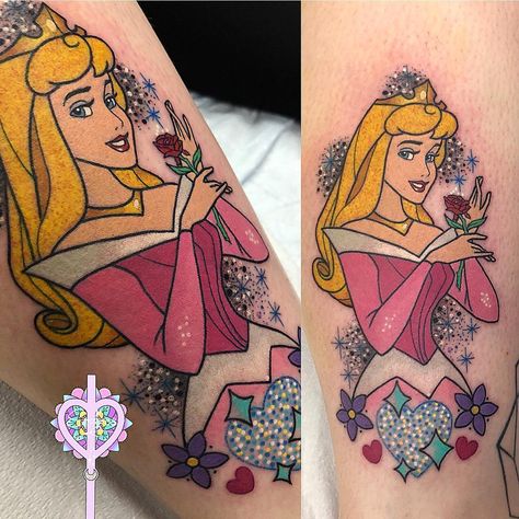 Sarai🦄 on Instagram: “Princess aurora #sleepingbeauty for my lovely friend Ashley💖👑💕💙thank you for letting me have fun on this one,you’re the best🤗💜✨✨” Aurora Sleeping Beauty Tattoo, Princess Aurora Tattoo, Sleeping Beauty Tattoo, Aurora Tattoo, Disney Sleeve Tattoos, Disney Sleeve, My Lovely Friend, Witch Tattoo, Princess Aurora